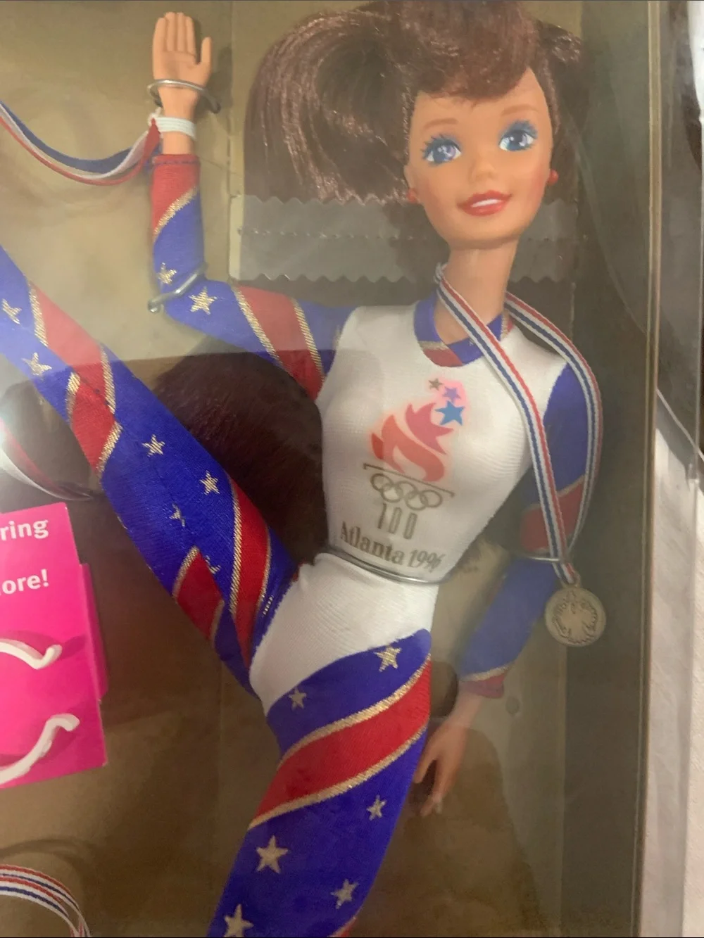 Barbie Olympic Gymnast Doll - Pink, Blue & White Outfit with Medal